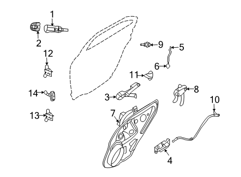 2006 Mercury Milan Rear Door - Lock & Hardware Diagram