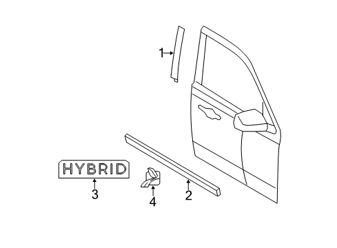 2009 Mercury Mariner Moulding - Door Outside Belt Diagram for BL8Z-7821453-BA