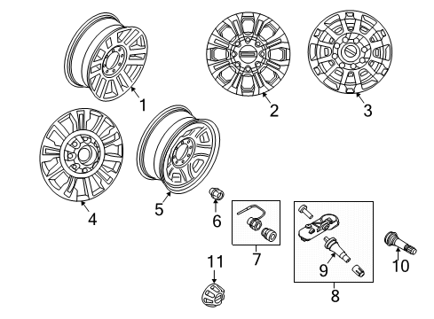 2021 Ford F-250 Super Duty Wheel Cover Diagram for HC3Z-1130-H