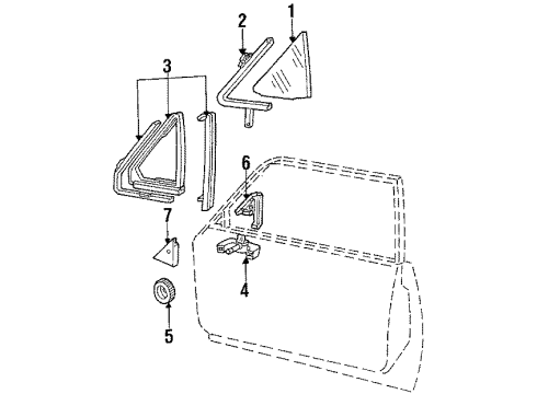 1991 Ford LTD Crown Victoria Front Door Glass & Hardware Diagram 1 - Thumbnail