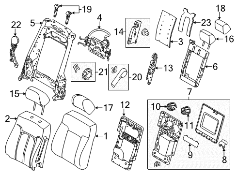 2013 Ford F-250 Super Duty Seat Back Cover Assembly Diagram for CC3Z-2564416-BB