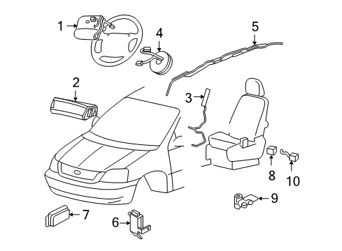 2004 Mercury Monterey Sensor - Side Air Bag Diagram for 3F2Z-14B345-AA