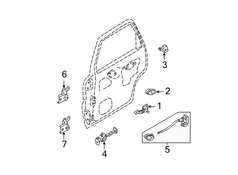 2001 Ford Escape Rear Door - Lock & Hardware Diagram