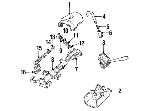 1991 Ford Thunderbird Steering Column & Shroud, Switches & Levers Diagram 2 - Thumbnail