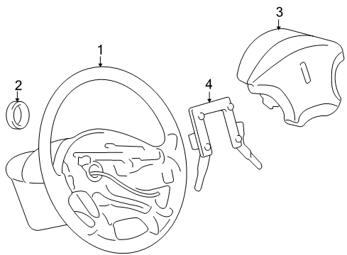 2005 Ford Thunderbird Steering Wheel Assembly Diagram for 3W6Z-3600-AAE