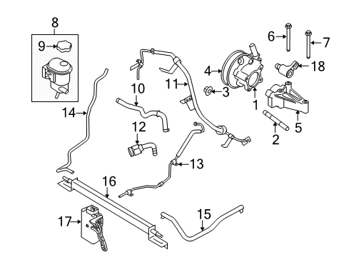 2009 Mercury Sable Hose Assembly - Gear To Reservoir Diagram for 8G1Z-3A713-E