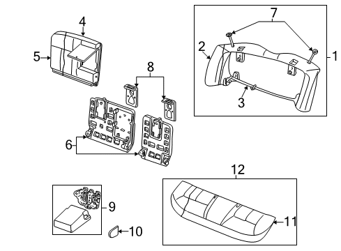 2005 Mercury Sable Rear Seat Back Cover Assembly Diagram for 5F4Z-5466601-AAA