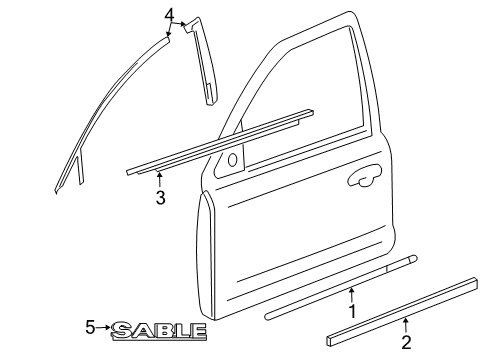 2009 Mercury Sable Moulding - Door Outside Diagram for 5G1Z-5420878-BAPTM