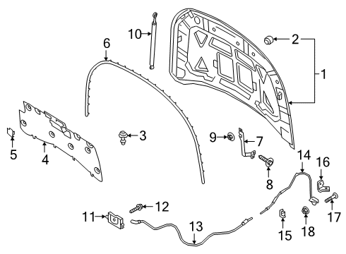 2021 Lincoln Corsair LATCH ASY - HOOD Diagram for LJ6Z-16700-B