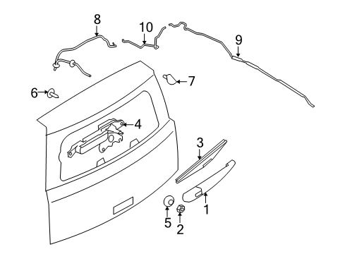 2009 Ford Flex Lift Gate - Wiper & Washer Components Diagram