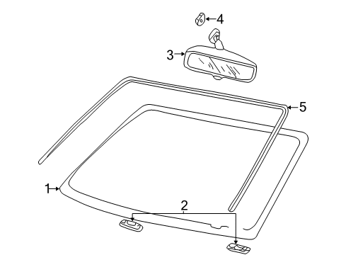 2004 Ford F-350 Super Duty Windshield Glass, Reveal Moldings Diagram