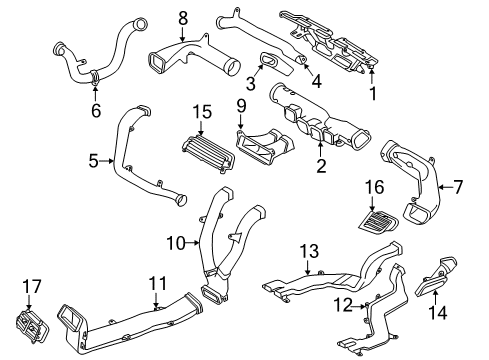 2011 Lincoln MKX Louvre Assembly - Vent Air Diagram for EA1Z-19893-AB