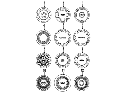 1989 Ford Taurus Wheel Cover Diagram for F1DZ1130B