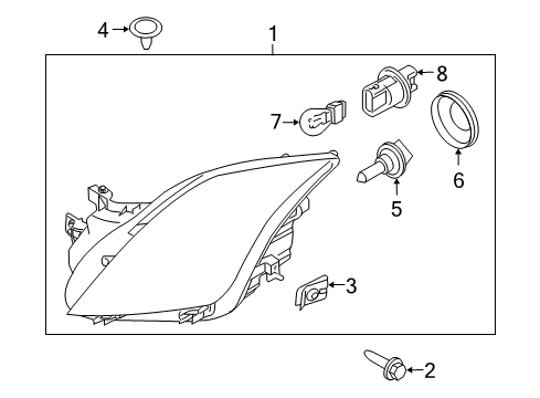 2010 Mercury Milan Headlamp Assembly Diagram for 9N7Z-13008-A