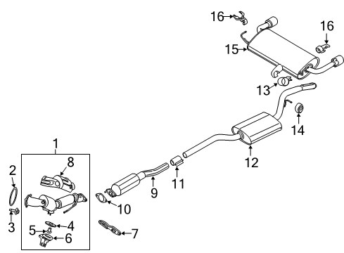 2016 Ford Escape Exhaust Components Diagram 1 - Thumbnail