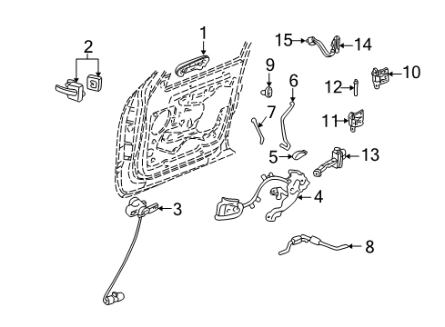 2003 Lincoln Aviator Front Door - Lock & Hardware Diagram