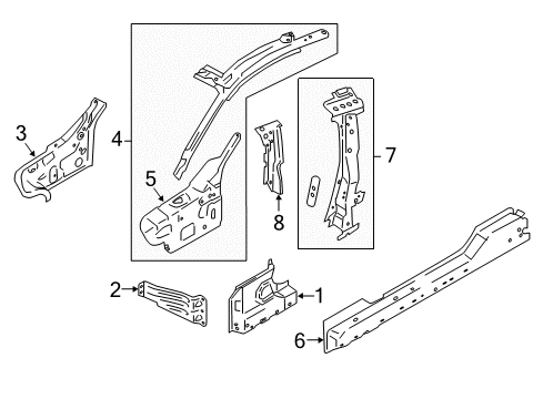 2022 Ford Mustang Hinge Pillar, Lock Pillar Diagram 2 - Thumbnail