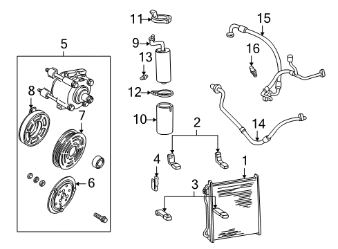 2001 Ford Excursion A/C Condenser, Compressor & Lines Diagram