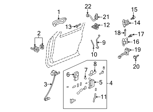 2008 Ford Explorer Handle - Door Inside Diagram for 7L2Z-78224A53-AA