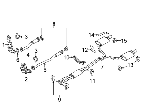 2012 Lincoln MKS Exhaust Components Diagram 2 - Thumbnail