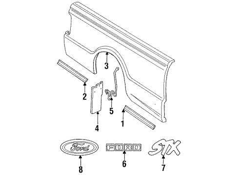 1995 Ford Ranger Exterior Trim - Pick Up Box Diagram 3 - Thumbnail