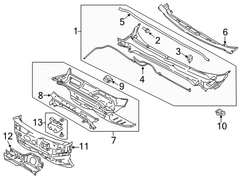 2019 Ford SSV Plug-In Hybrid Cowl Diagram