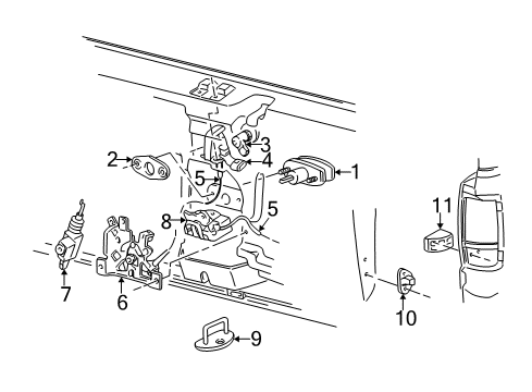 1997 Ford Expedition Tailgate Latch Assembly Diagram for F75Z-78404C40-AJ