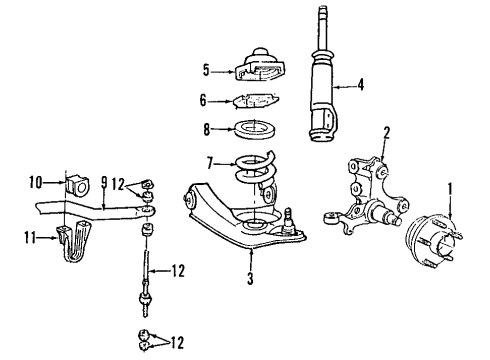 1995 Ford Mustang Front Suspension, Control Arm, Stabilizer Bar Diagram 2 - Thumbnail