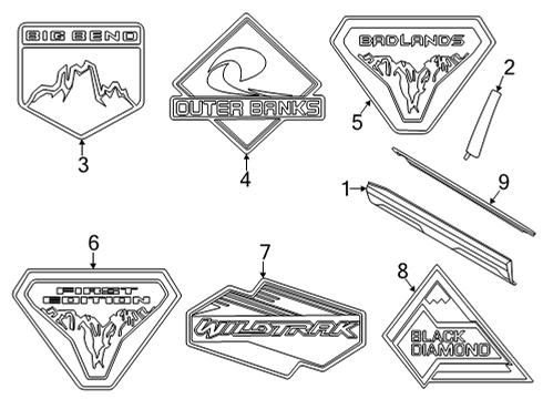 2023 Ford Bronco Sport Exterior Trim - Front Door Diagram