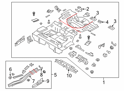 2020 Ford SSV Plug-In Hybrid Bracket - Rear Floor Pan Diagram for DG9Z-54113A99-B