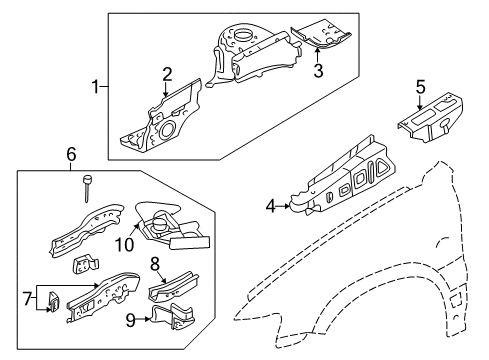 2005 Mercury Mariner Structural Components & Rails Diagram