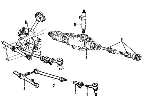 1990 Ford E-150 Econoline P/S Pump & Hoses, Steering Gear & Linkage Diagram 1 - Thumbnail