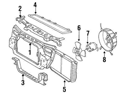 1990 Mercury Sable Radiator & Components, Radiator Support, Cooling Fan Diagram