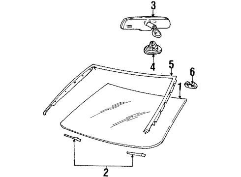 1996 Lincoln Mark VIII Windshield Glass, Reveal Moldings Diagram