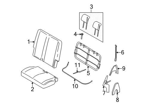 2007 Ford Freestyle Rear Seat Cushion Pad Diagram for 5F9Z-7463841-CA