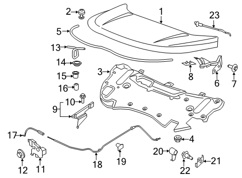 2021 Ford Edge Striker Assembly - Hood Lock Diagram for FT4Z-16K689-A