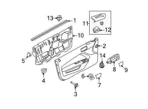 2014 Ford Mustang Interior Trim - Door Diagram