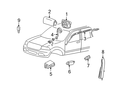 2007 Ford Freestyle Sensor - Side Air Bag Diagram for 5F9Z-14B345-AA