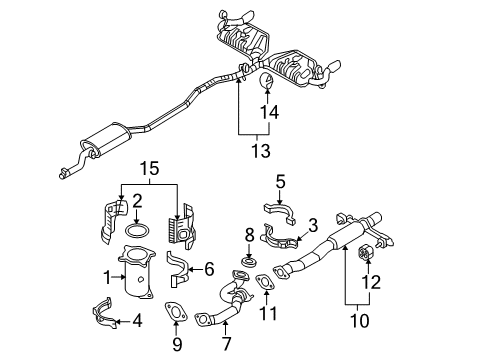 2010 Ford Edge Catalytic Converter Assembly Diagram for 9T4Z-5E213-B