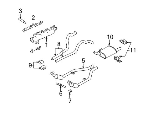 2010 Ford Mustang Exhaust Components, Exhaust Manifold Diagram 3 - Thumbnail