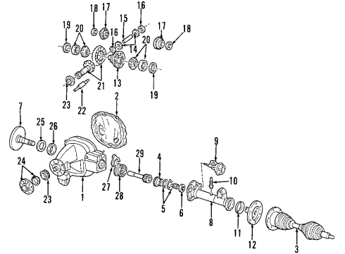 1997 Ford F-250 Front Axle Shafts & Differential Diagram 1 - Thumbnail