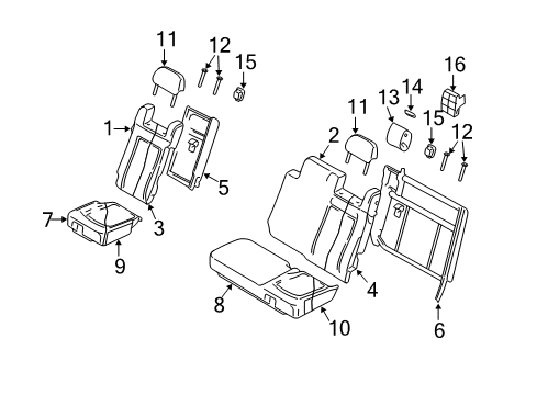 2006 Lincoln Navigator Rear Seat Cushion Cover Assembly Diagram for 6L7Z-7863804-BD