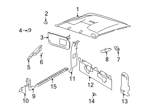 2009 Ford F-250 Super Duty Sun Visor Assembly Diagram for 8C3Z-2504104-CC