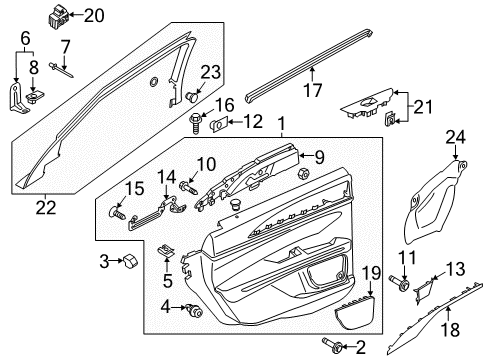 2017 Lincoln MKZ Applique - Door Trim Panel Diagram for HP5Z-54275A36-GA