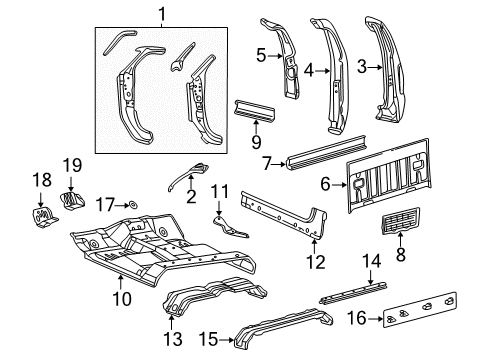 2004 Ford F-350 Super Duty Member Assembly - Floor Side Diagram for 8C3Z-2510121-A