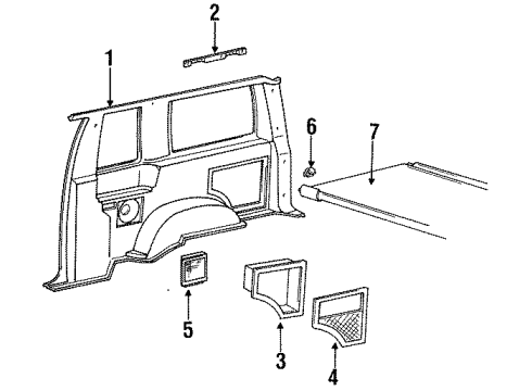 1992 Ford Explorer Interior Trim - Quarter Panels Diagram