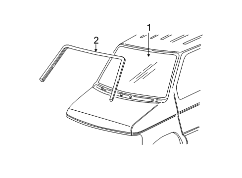 1995 Ford E-350 Econoline Windshield Glass, Reveal Moldings Diagram