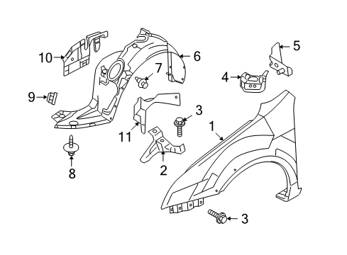 2012 Ford Fusion Fender & Components Diagram