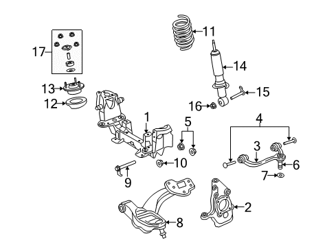 2004 Ford Crown Victoria Front Suspension, Control Arm Diagram 1 - Thumbnail