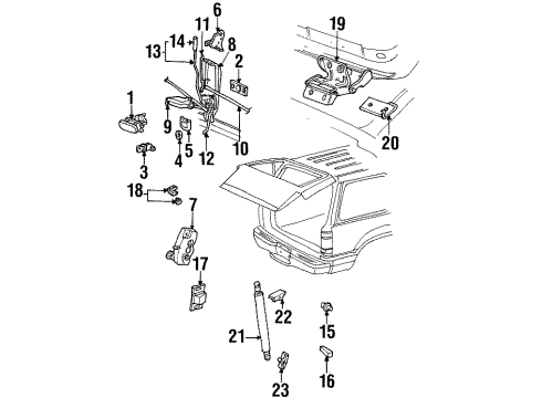 2000 Mercury Mountaineer Lift Gate - Lock & Hardware Diagram